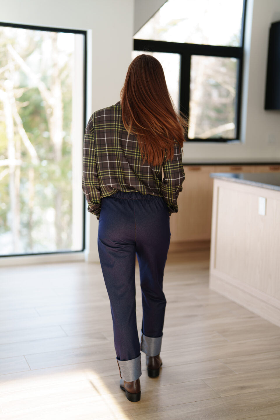 Pantalon Yamaska – Denim bleu – vue de dos – Rien ne se perd, tout se crée