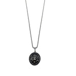 Pendentif tête de lion Majestic AJ&Co, finition argentée, avec chaîne.