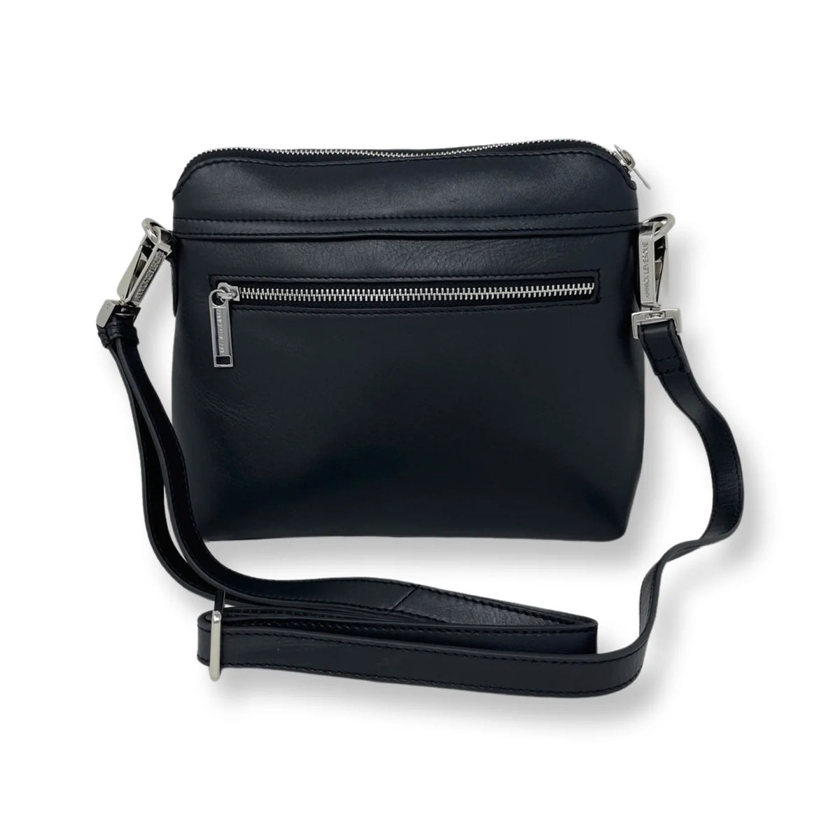 Sac à bandoulière Brigitte en cuir noir – vue arrière