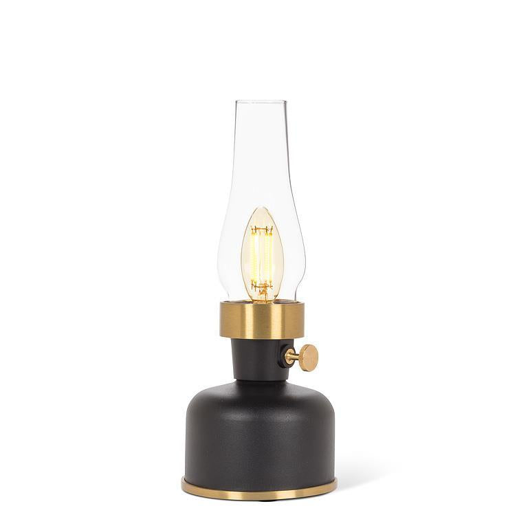 Petite lampe lanterne DEL noire à cheminée Abbott
