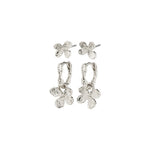 Ajani boucles d'oreilles fleurs 2-en-1 – finition plaquée argent de Pilgrim