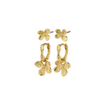 Ajani boucles d'oreilles fleurs 2-en-1 – finition plaquée or de Pilgrim