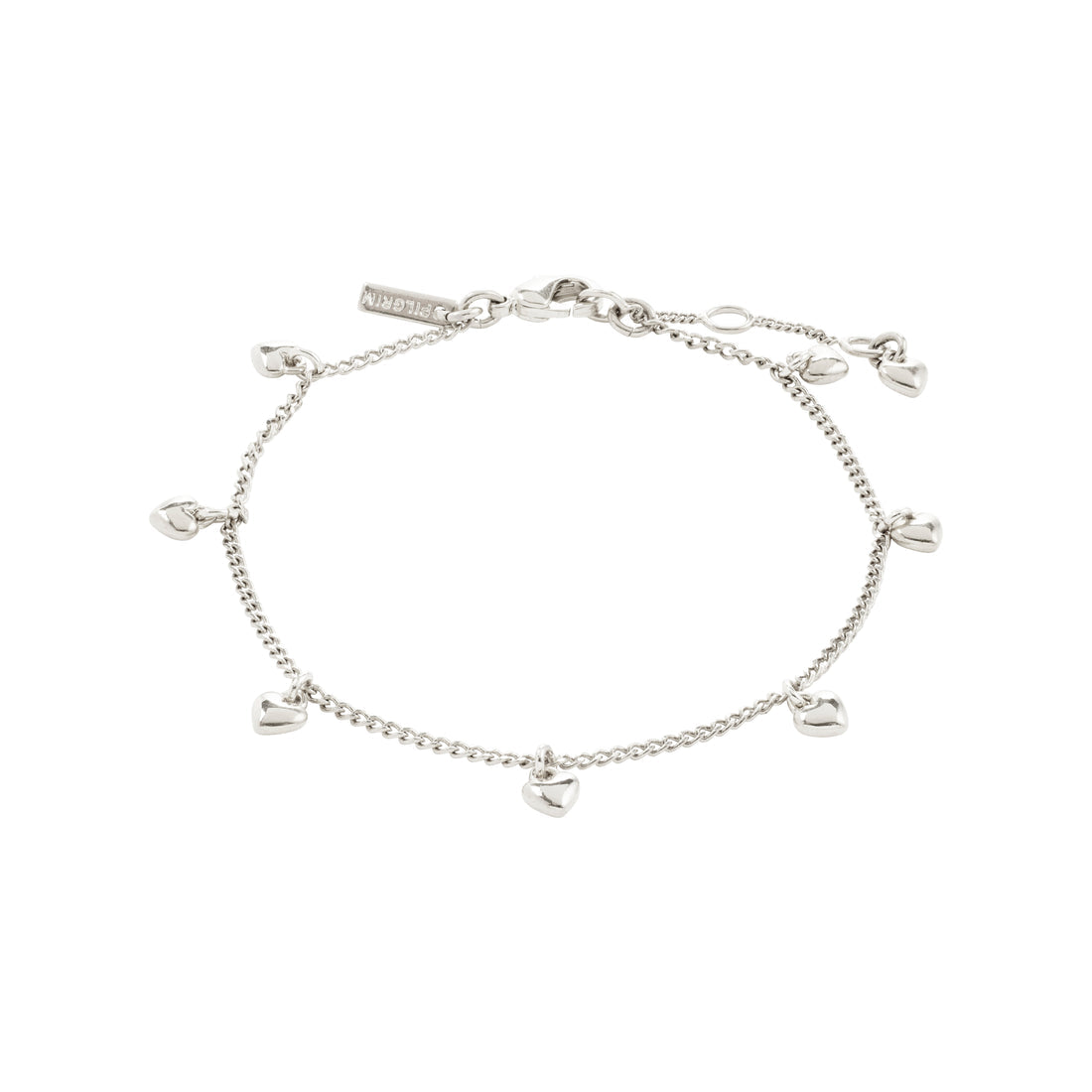 Bracelet ALAIA pendentifs cœur – finition plaquée argent de Pilgrim