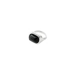 Bague chevalière NOW avec agate noire – plaqué argent de Pilgrim