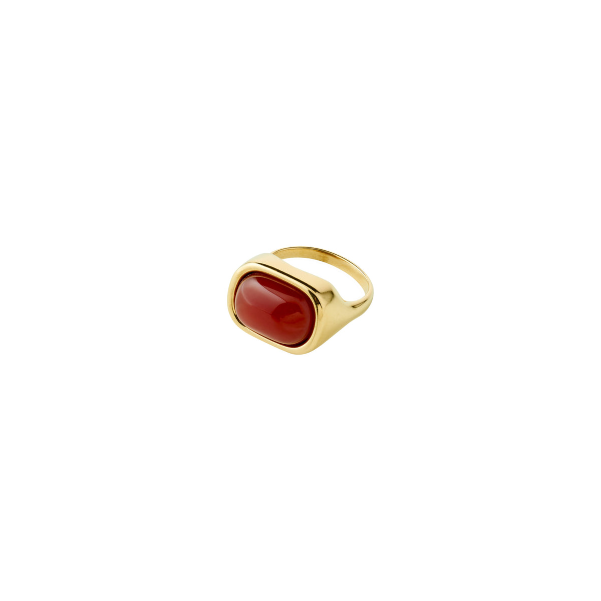 Bague chevalière NOW avec agate rouge – plaqué or de Pilgrim