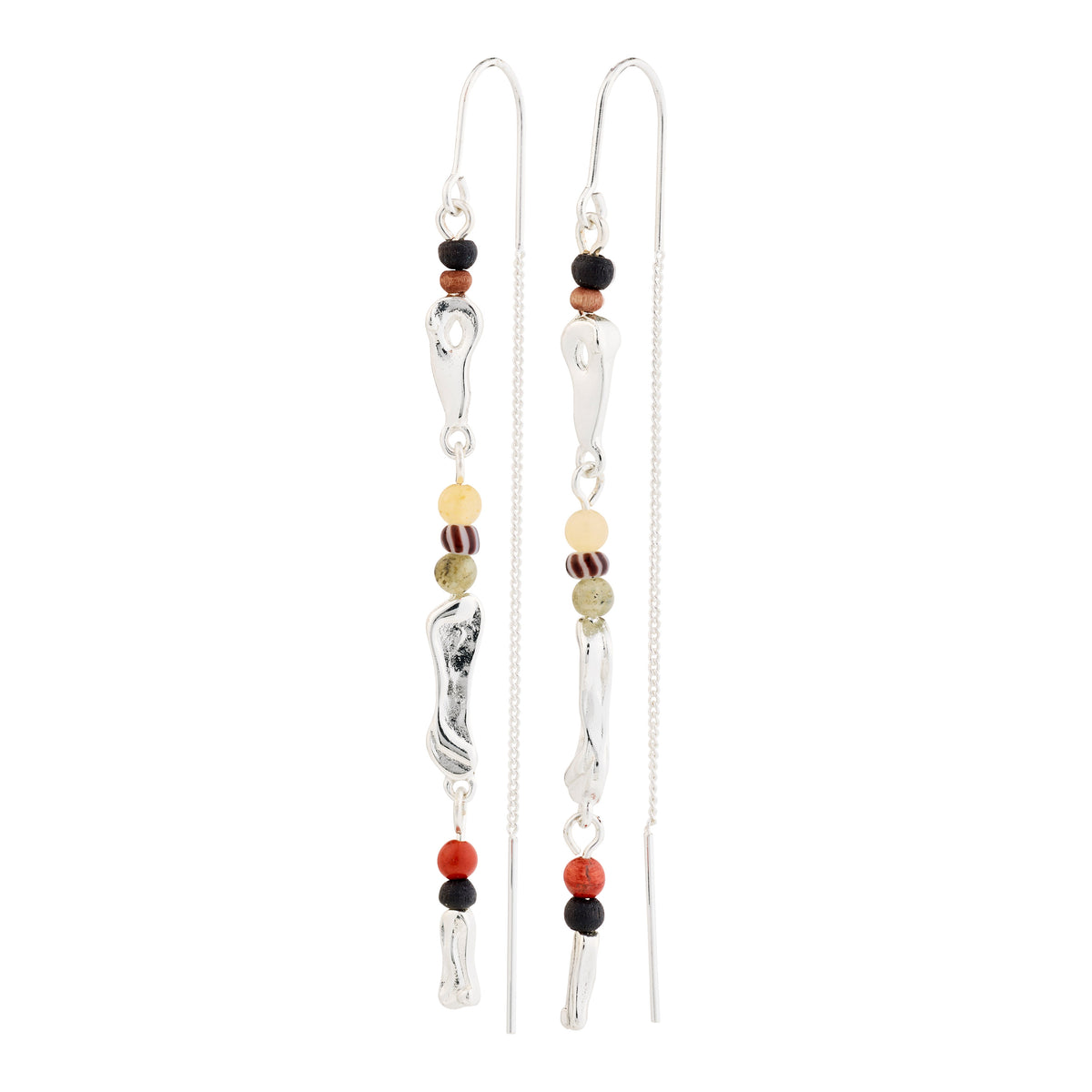 Boucles d’oreilles DAWN avec chaînes – finition plaquée argent de Pilgrim