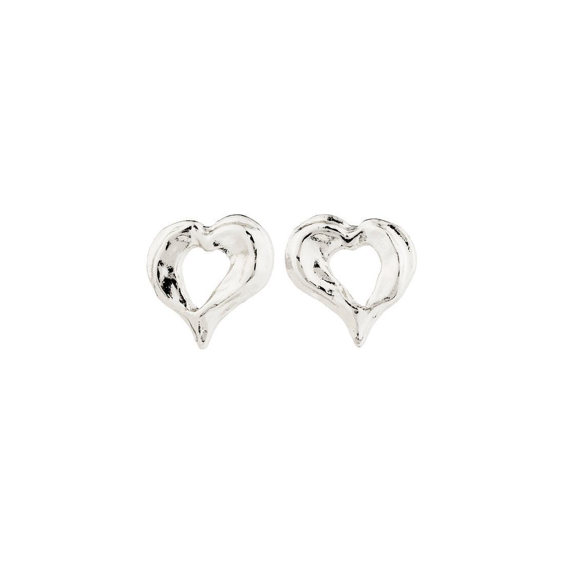 Boucles d’oreilles TIDE en cœur – finition plaquée argent de Pilgrim