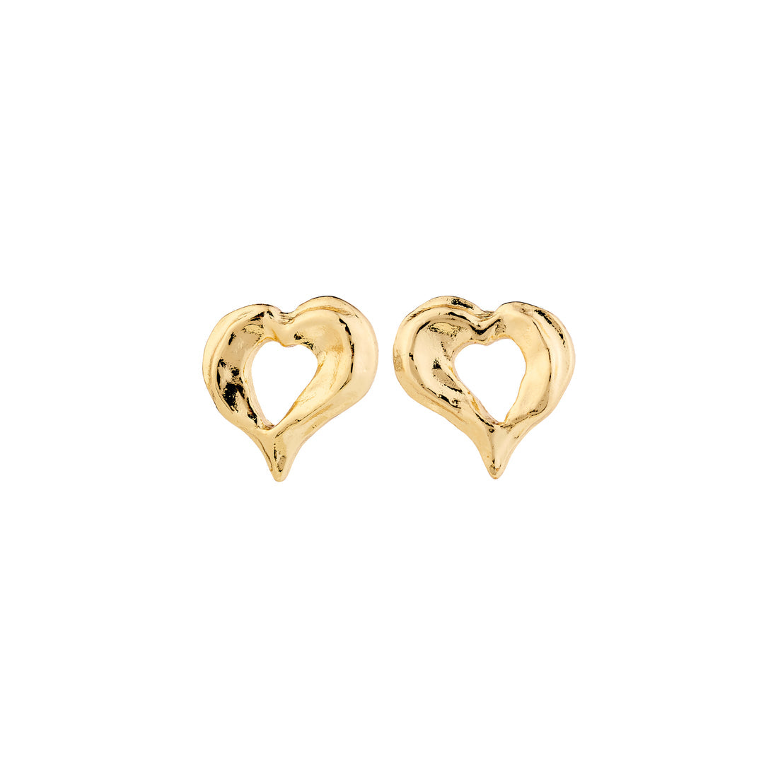 Boucles d’oreilles TIDE en cœur – finition plaquée or de Pilgrim