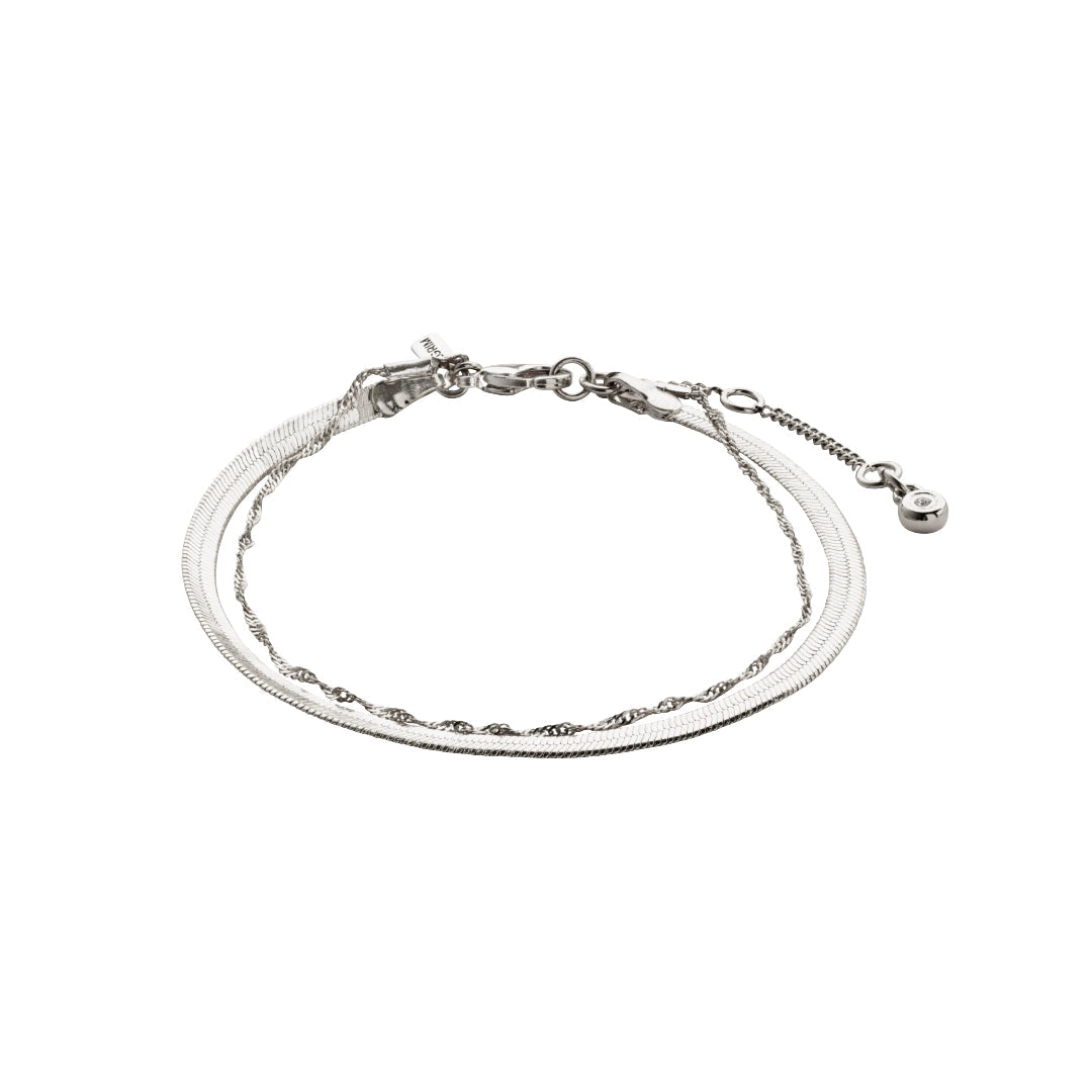 Bracelet EA double chaîne 2-en-1 – plaqué argent de Pilgrim