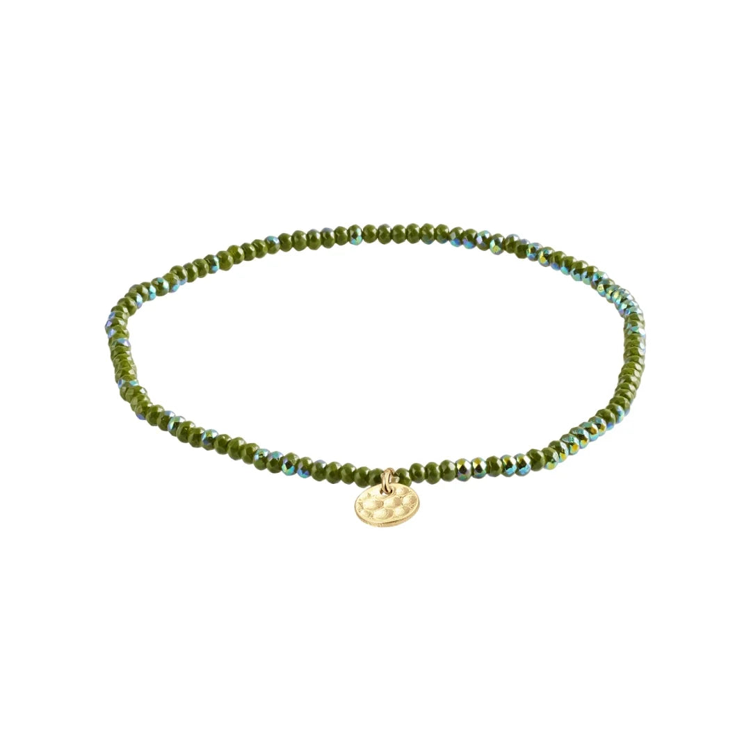 Bracelet INDIE vert kaki – finition plaquée or de Pilgrim