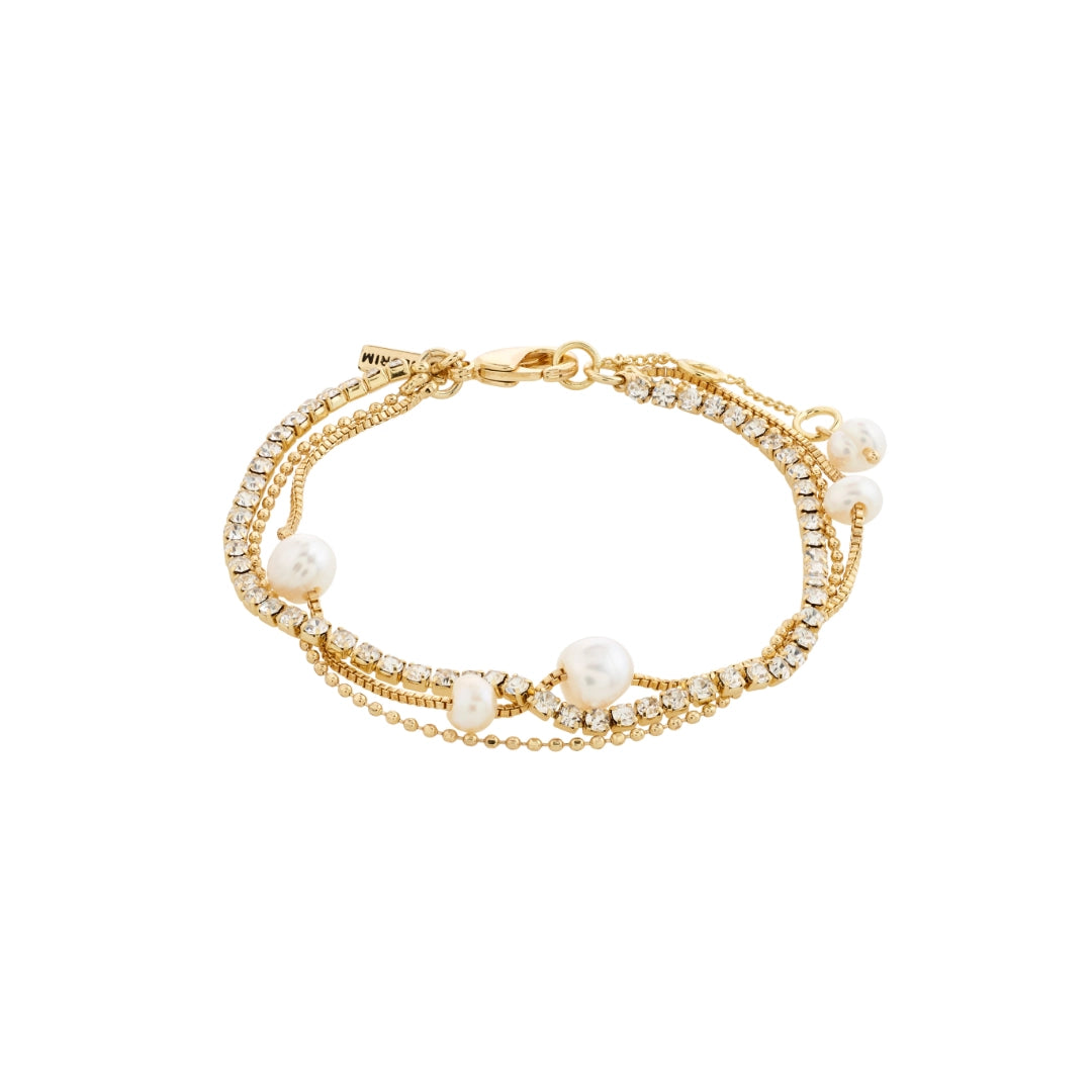 Bracelet BREEZE perle et cristal – finition plaquée or de Pilgrim