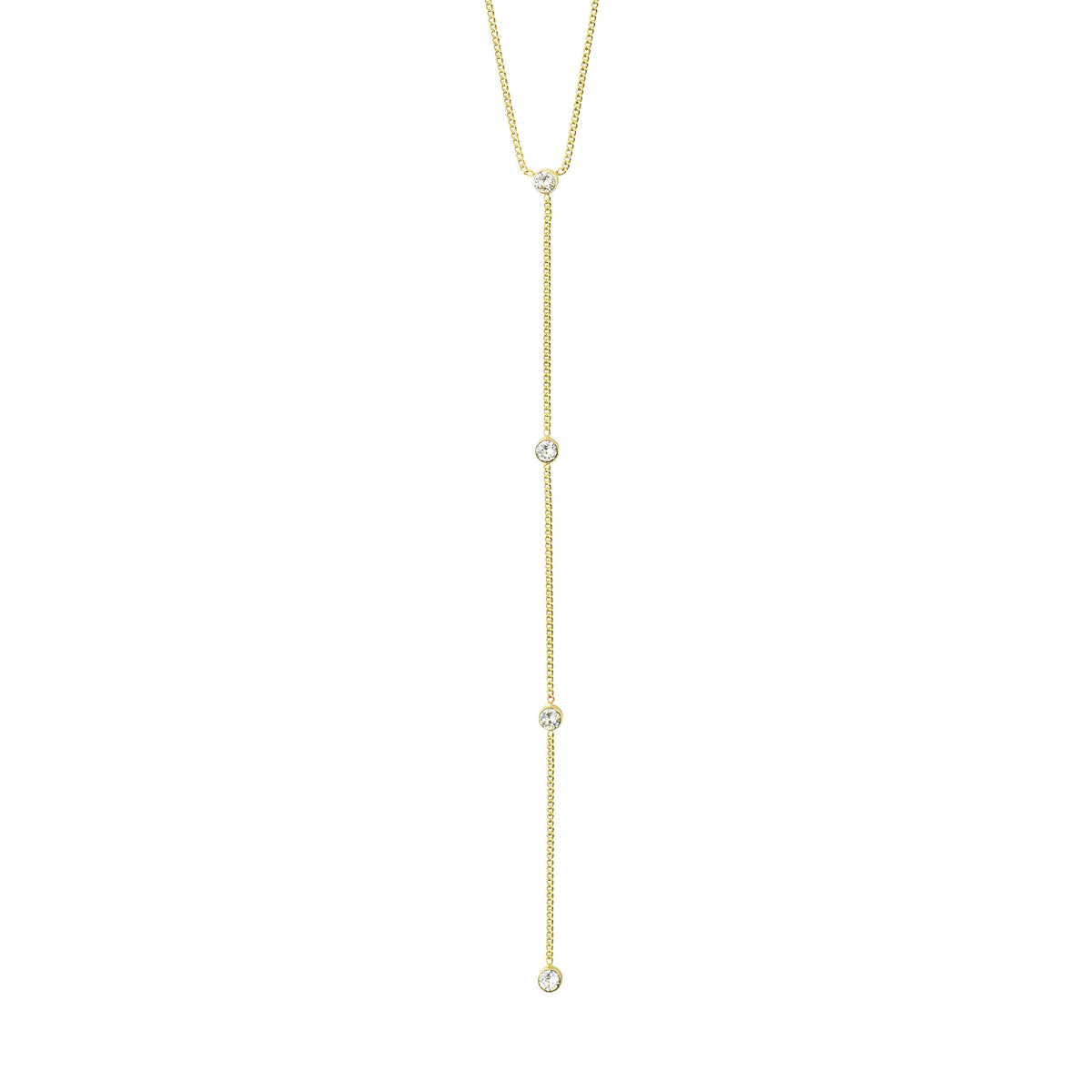 Collier en Y ROOT avec cristaux – plaqué or de Pilgrim