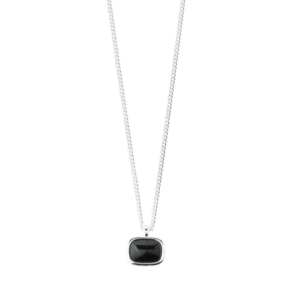 Collier NOW avec agate noire – plaqué argent de Pilgrim