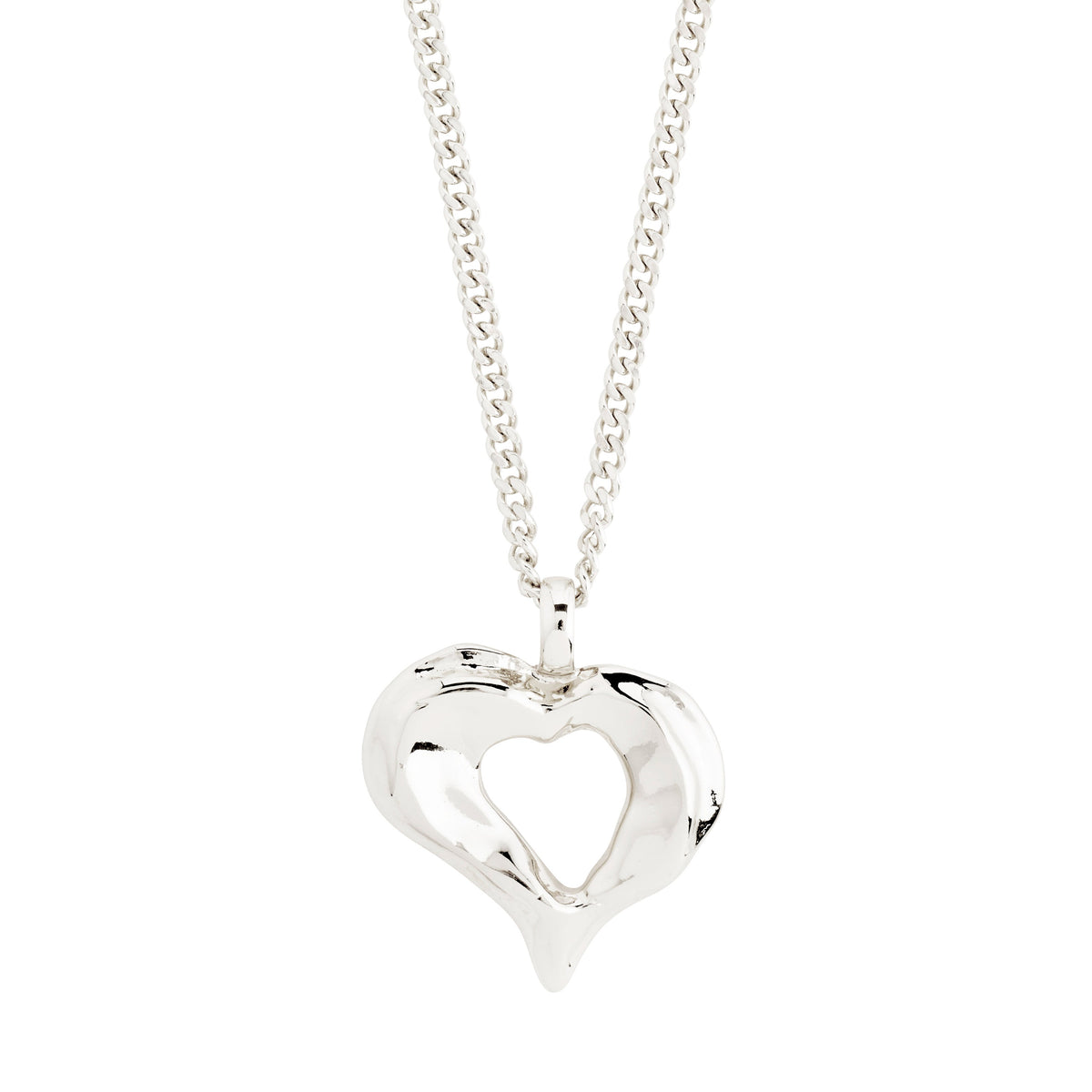 Collier TIDE avec cœur – finition plaquée argent de Pilgrim