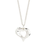Collier TIDE avec cœur – finition plaquée argent de Pilgrim