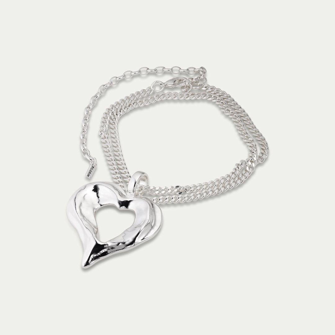 Collier TIDE avec cœur – finition plaquée argent de Pilgrim, vue 2