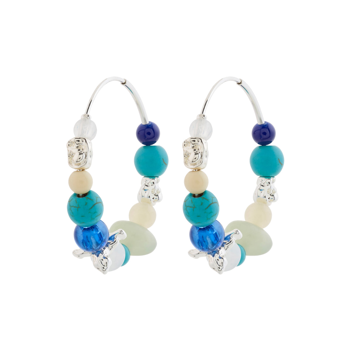 Créoles DREAM bleues – finition plaquée argent de Pilgrim