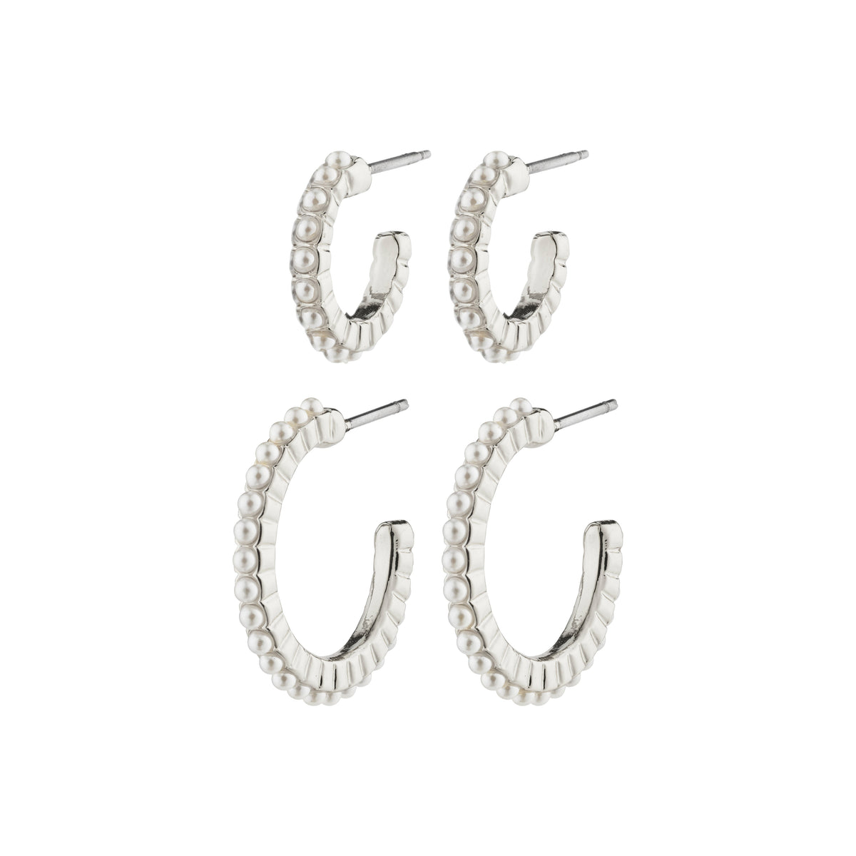 Créoles MAGNOLIA avec perles – ensemble 2-en-1 – plaqué argent de Pilgrim