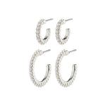 Créoles MAGNOLIA avec perles – ensemble 2-en-1 – plaqué argent de Pilgrim