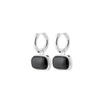 Créoles NOW avec agate noire – plaqué argent de Pilgrim