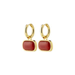 Créoles NOW avec agate rouge – plaqué or de Pilgrim