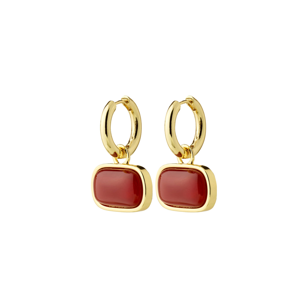 Créoles NOW avec agate rouge – plaqué or de Pilgrim