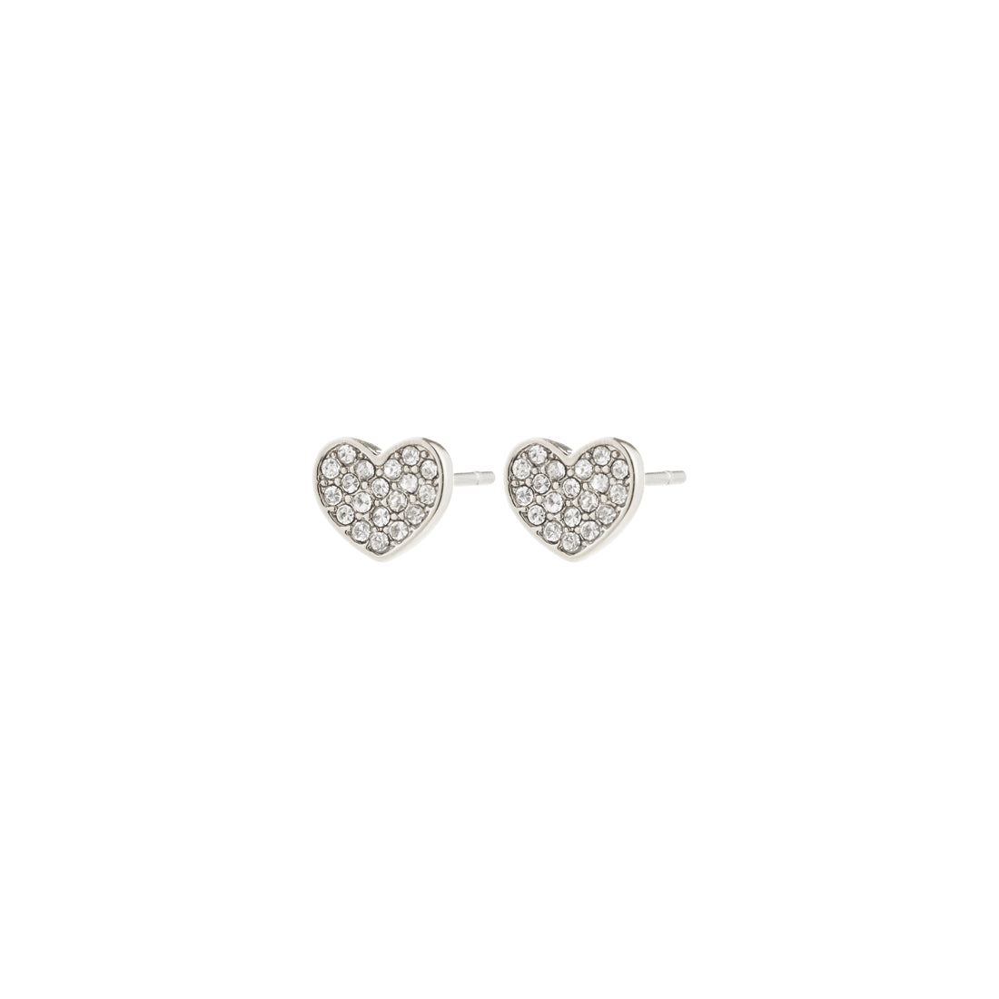 Boucles d’oreilles EMMETT cœur cristaux – finition plaquée argent de Pilgrim