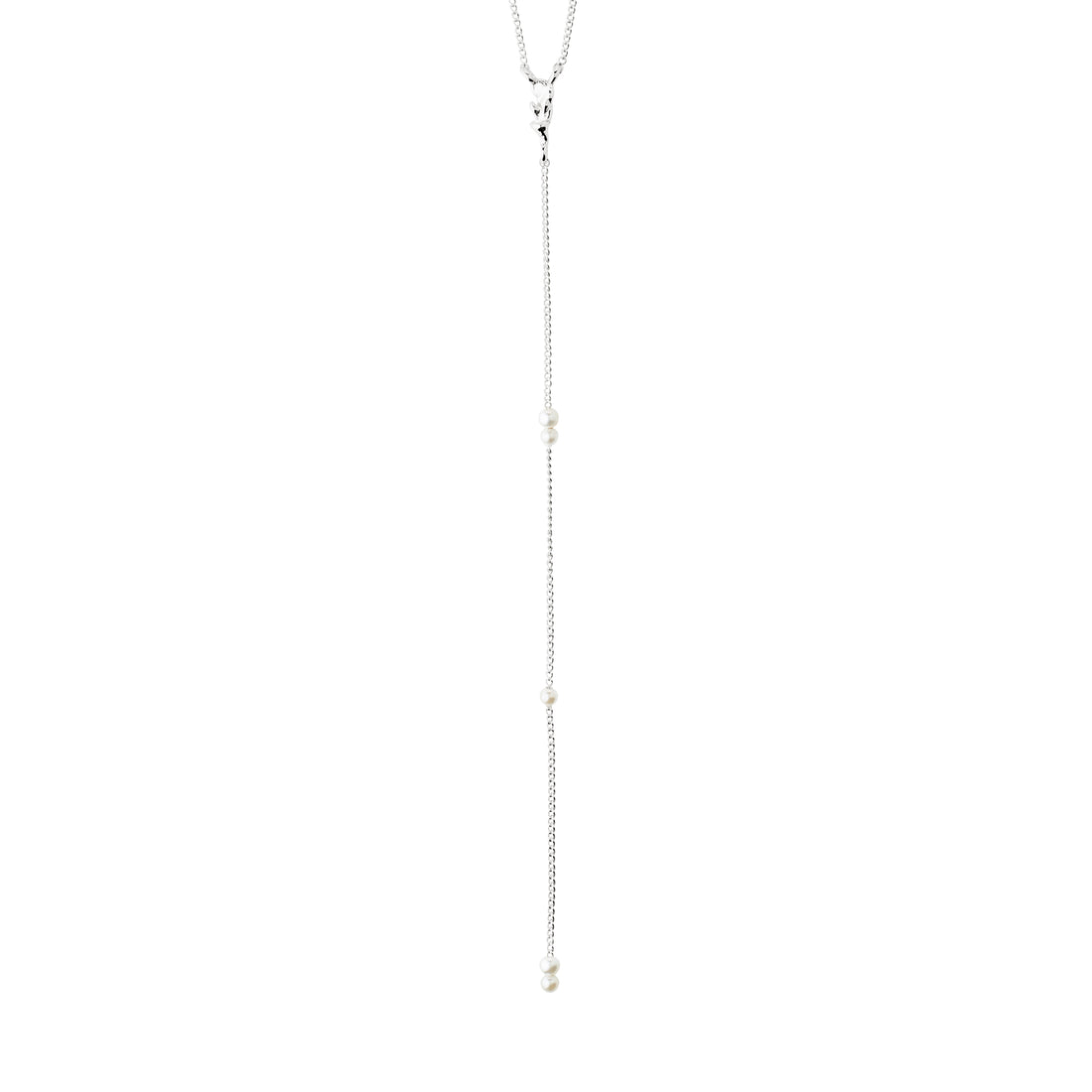 Collier ERON en Y avec perle – finition plaquée argent de Pilgrim
