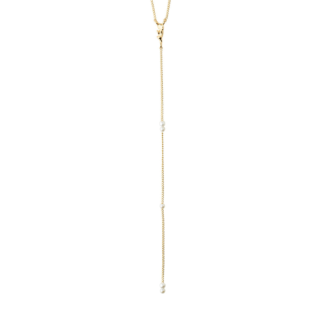 Collier ERON en Y avec perle – finition plaquée or de Pilgrim