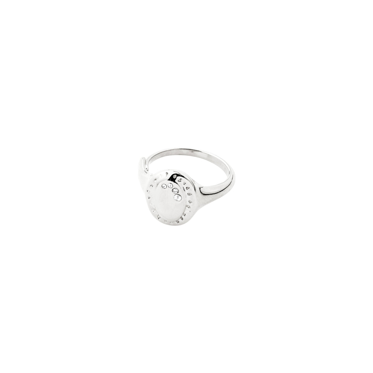 Bague HERE chevalière cristaux – finition plaquée argent de Pilgrim, vue 1