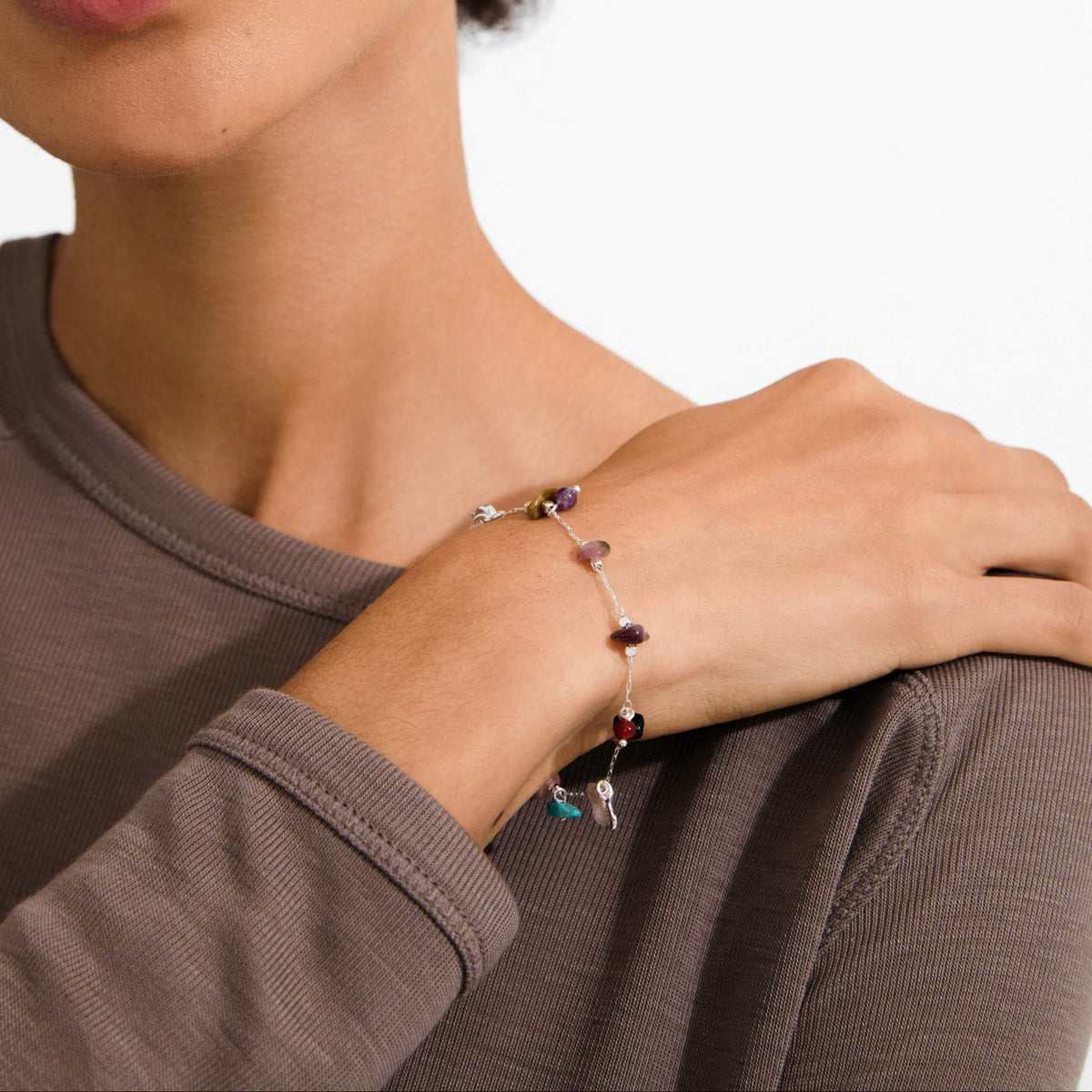 Bracelet HERE pierres semi-précieuses – finition plaquée argent de Pilgrim, vue 2