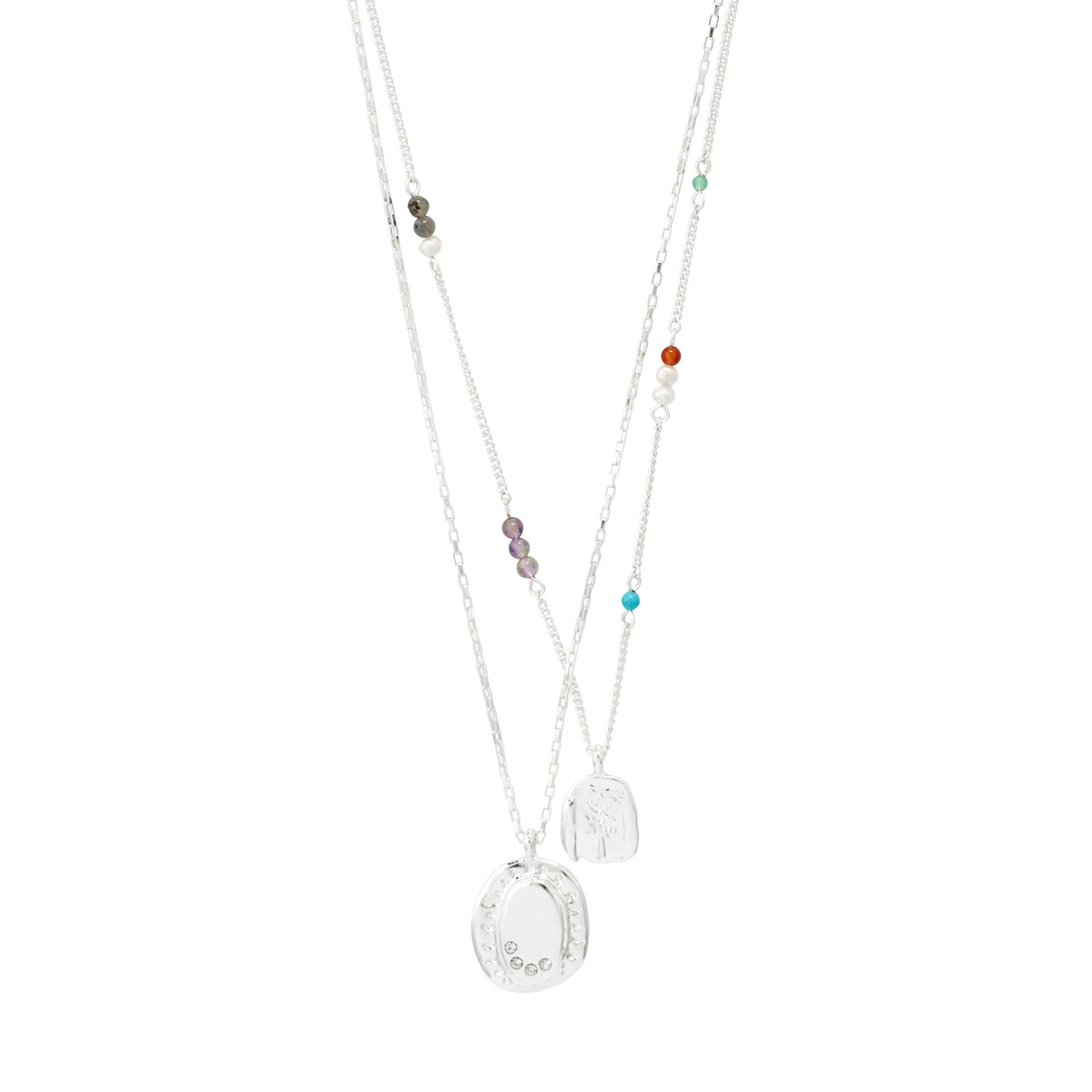 Collier HERE à pendentif 2-en-1 – finition plaquée argent de Pilgrim, vue 1