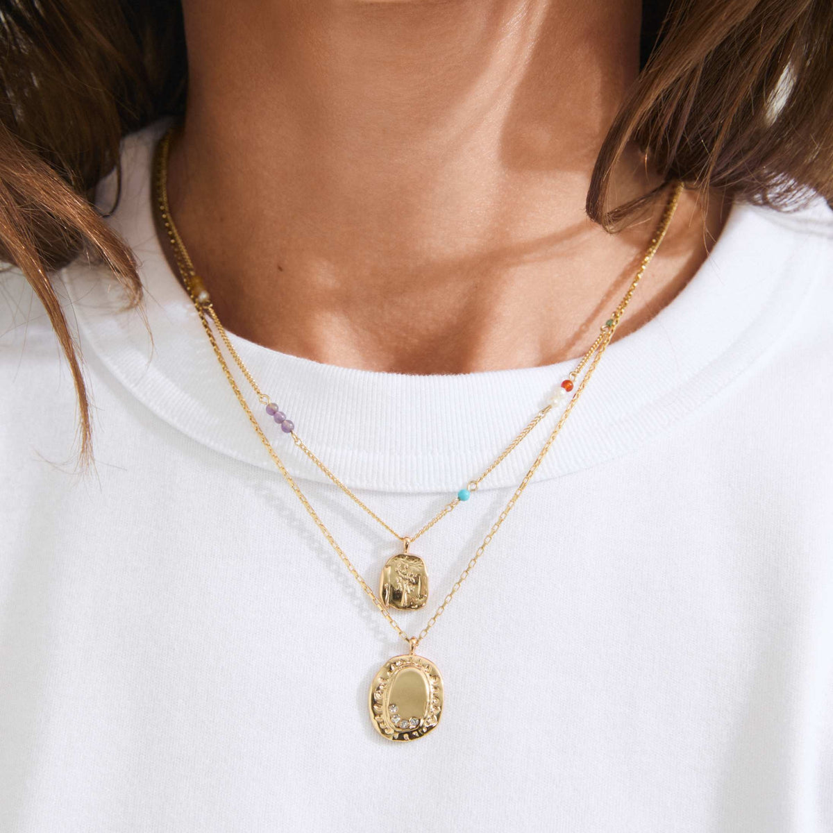 Collier HERE à pendentif 2-en-1 – finition plaquée or de Pilgrim, vue 2