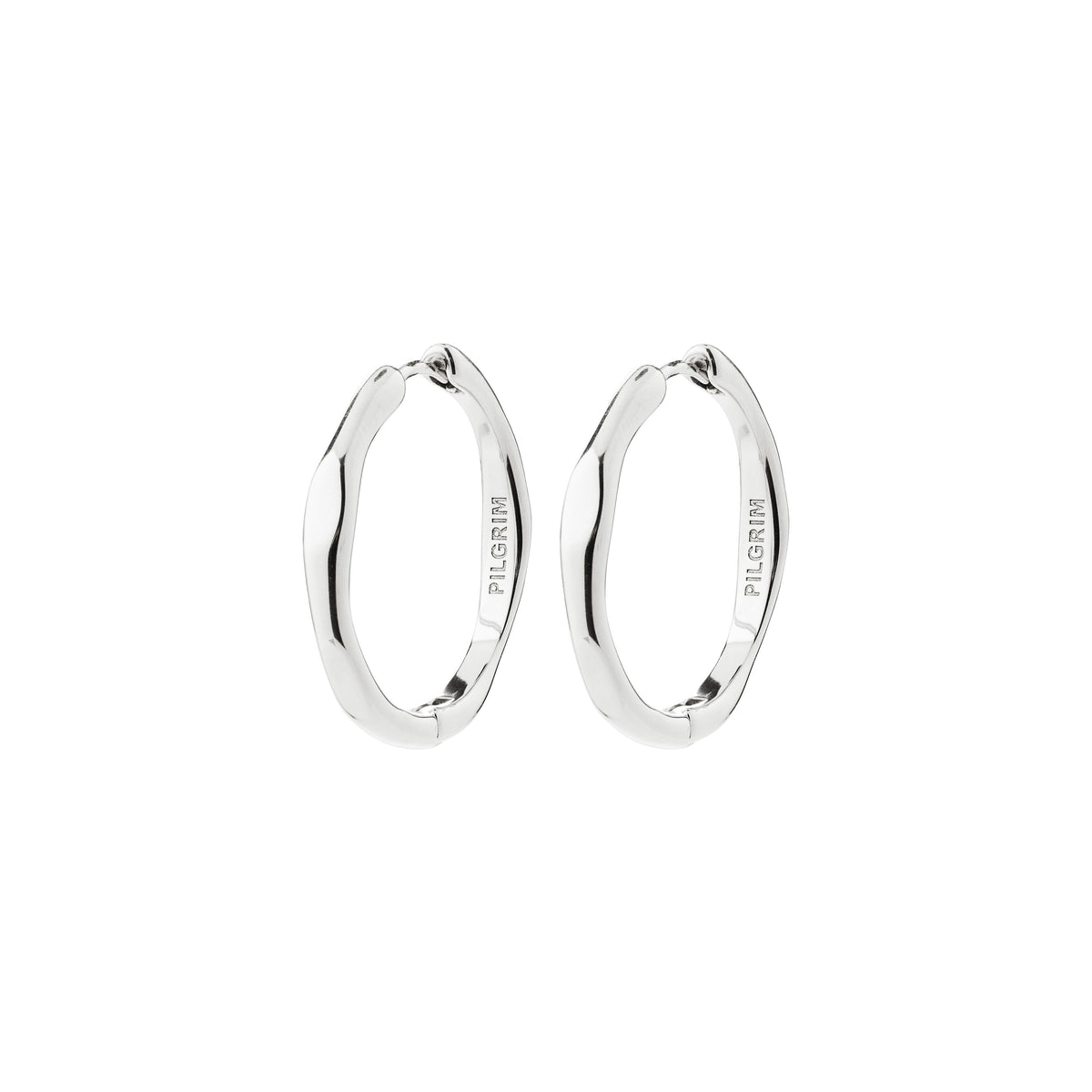 Boucles d'oreilles INNER ondulées – finition plaquée argent de Pilgrim, vue 1