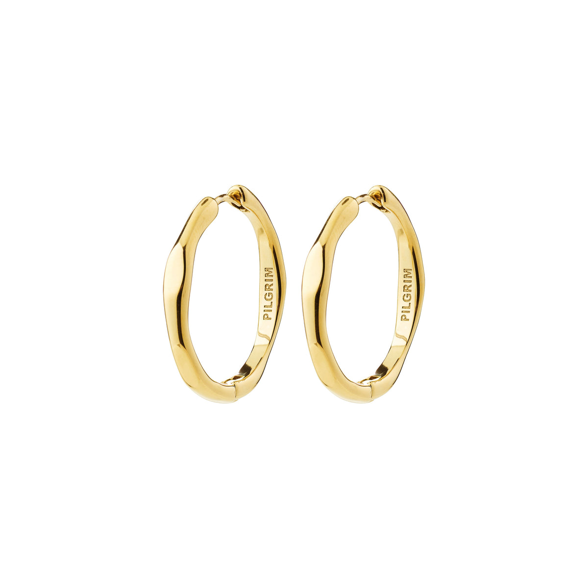 Boucles d'oreilles INNER ondulées – finition plaquée or de Pilgrim, vue 1