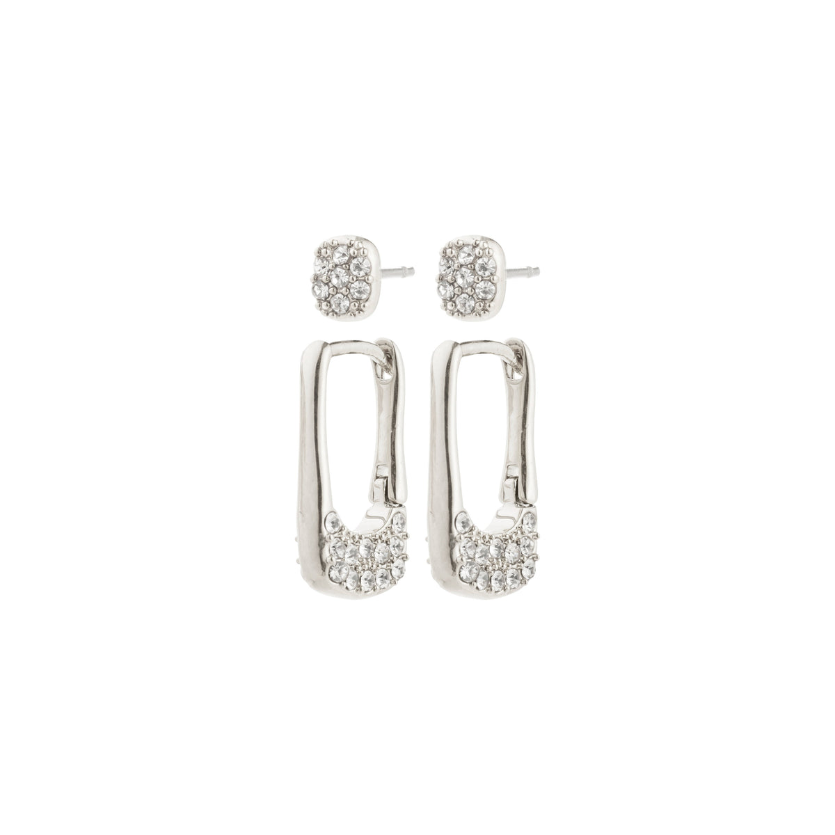 Boucles d’oreilles INSTANT ensemble 2 en 1 – finition plaquée argent de Pilgrim