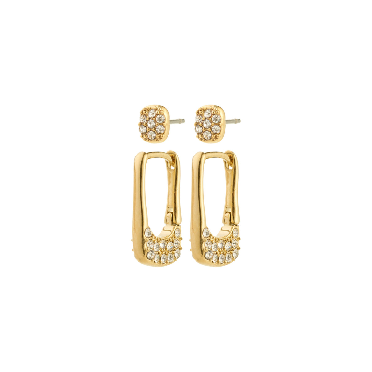 Boucles d’oreilles INSTANT ensemble 2 en 1 – finition plaquée or de Pilgrim