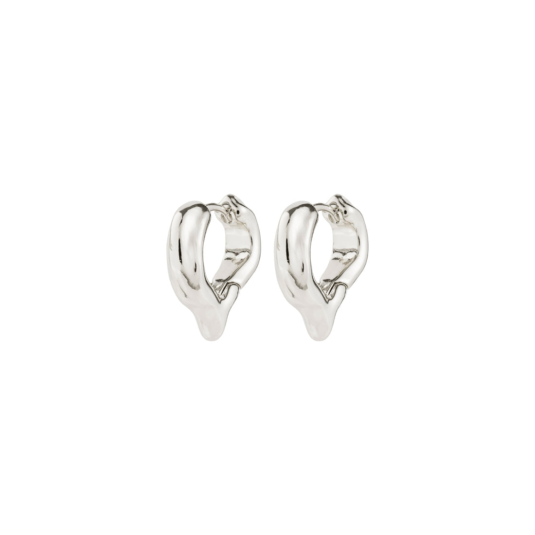 Iris boucles d'oreilles anneaux cœur – finition plaquée argent de Pilgrim