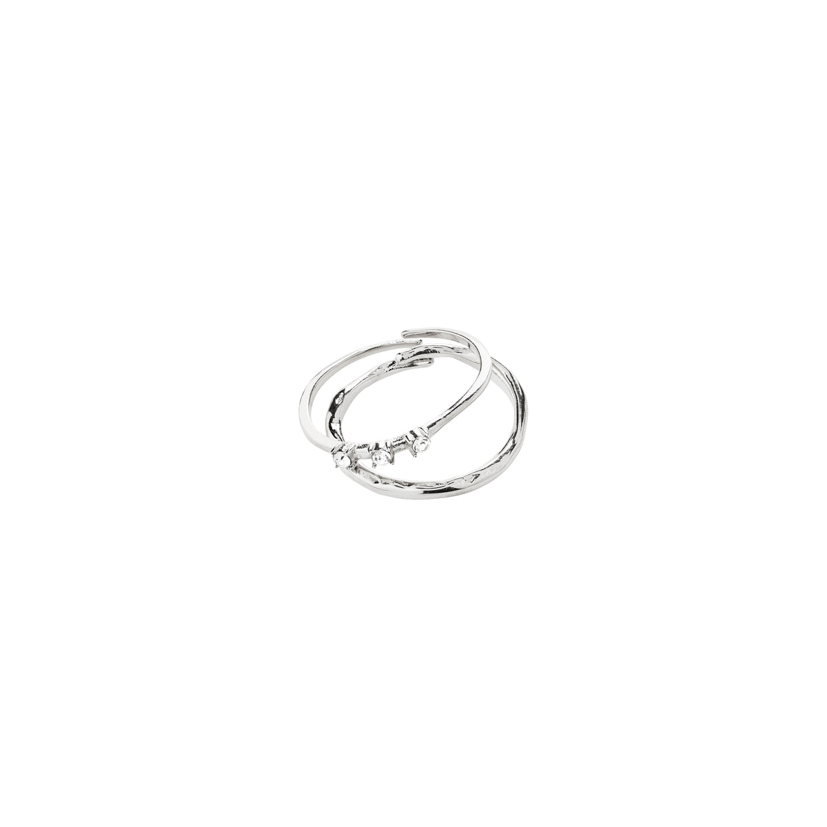 Bagues IVARIN cristaux 2-en-1 – finition plaquée argent de Pilgrim, vue 1