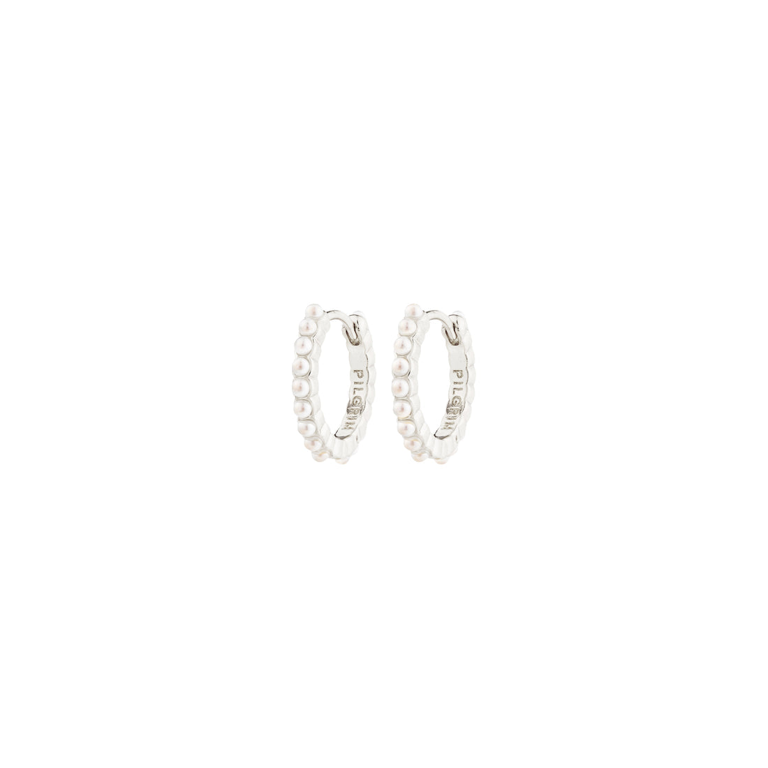 Boucles d'oreilles KALIA anneaux perles – finition plaquée argent de Pilgrim