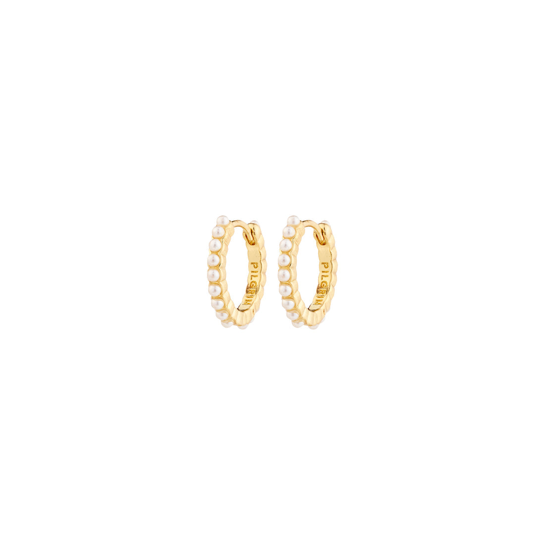 Boucles d'oreilles KALIA anneaux perles – finition plaquée or de Pilgrim