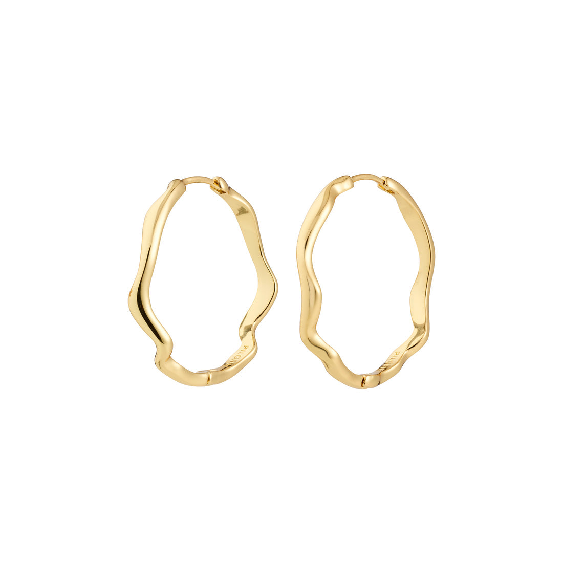 Boucles d’oreilles LARKIN anneaux ondulées – finition plaquée or de Pilgrim