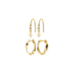 Boucles d'oreilles MORIN perles et cristaux 2-en-1 – finition plaquée or de Pilgrim