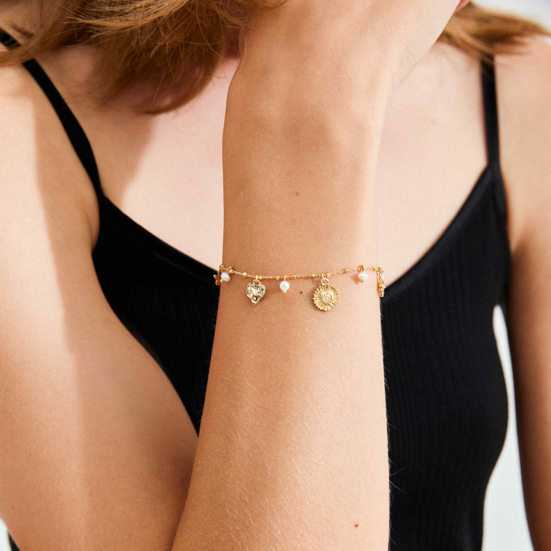 Mylan bracelet breloques cristaux – finition plaquée or de Pilgrim, vue 2