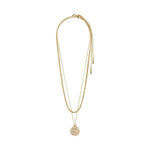 Collier doré à deux chaînes avec médaillon rond