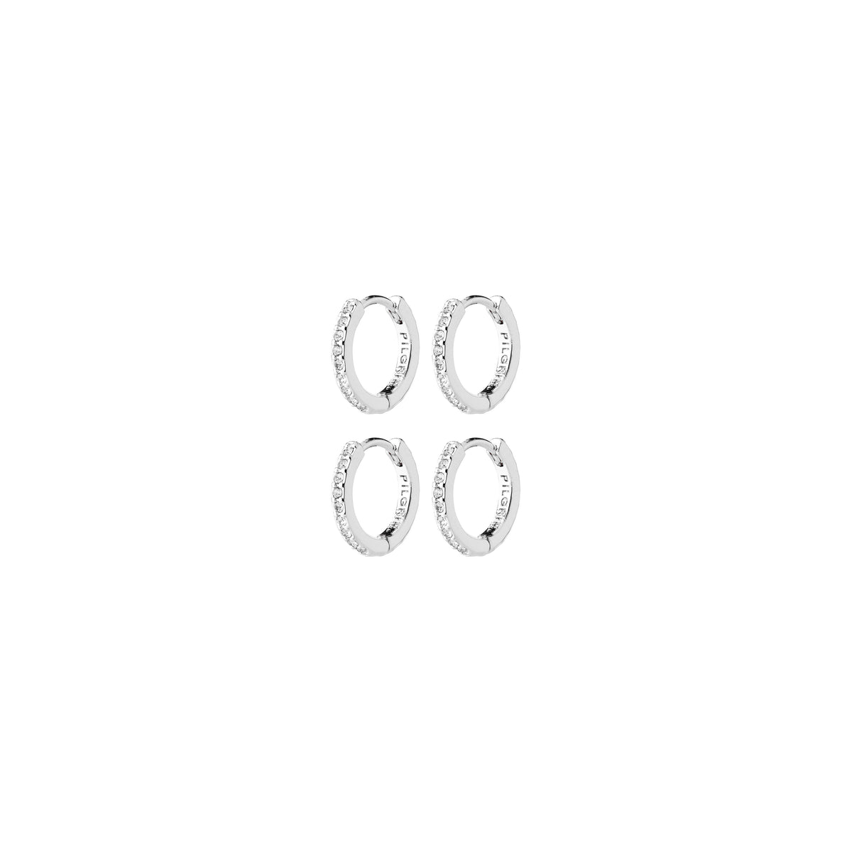 Petites créoles ROOT avec cristaux – ensemble 2-en-1 – plaqué argent de Pilgrim