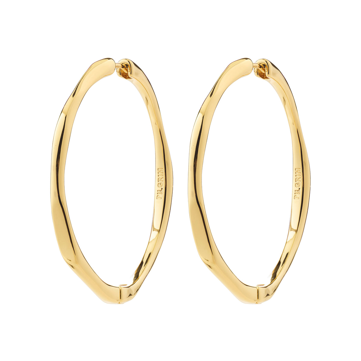 Boucles d'oreilles PRESENCE texturées – finition plaquée or de Pilgrim, vue 1