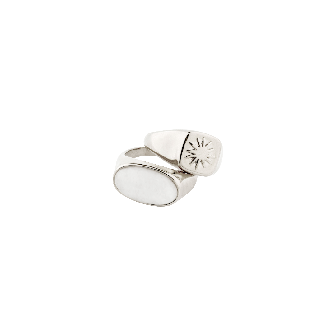 Bagues PRISM chevalières 2-en-1 – finition plaquée argent de Pilgrim