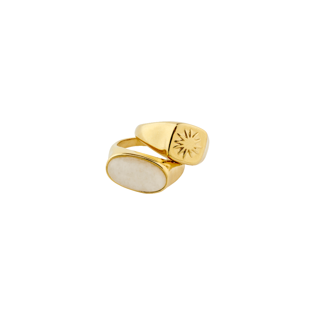 Bagues PRISM chevalières 2-en-1 – finition plaquée or de Pilgrim