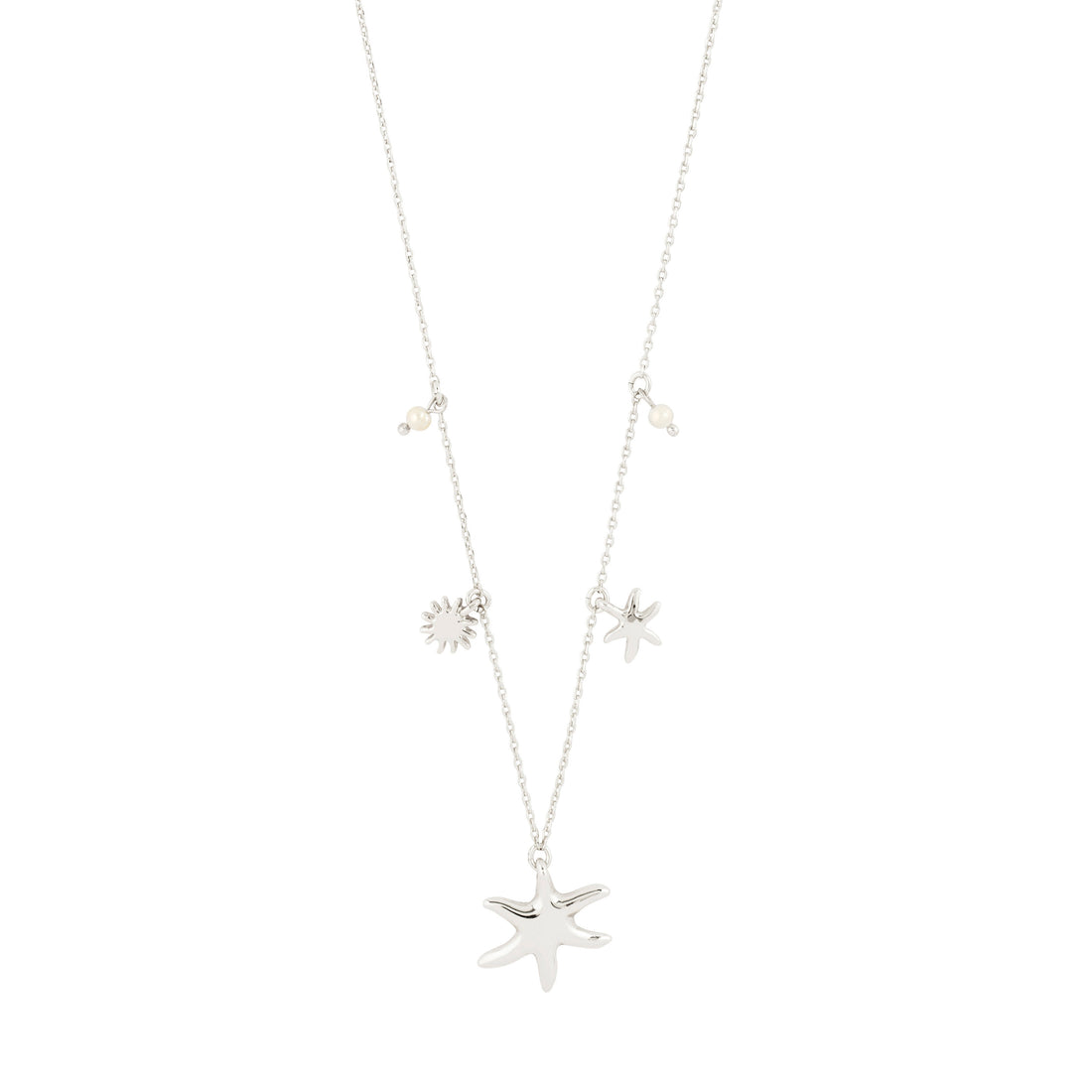 Collier PRISM avec perles et breloques – finition plaquée argent de Pilgrim